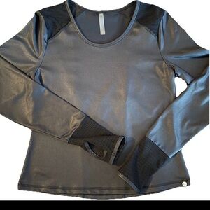 Gottex Luxury smooth vegan Leather Athleisure Top Mesh Panels Studio-to-Street~M